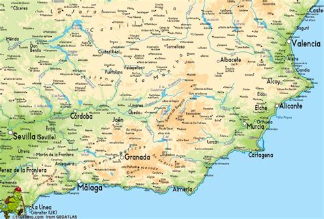 Södra Spanien karta Karta över Spanien i söder Södra Europa Europa