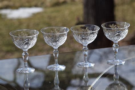 Vintage Crystal Cocktail Martini Glasses Set Of 4 Stuart Crystal