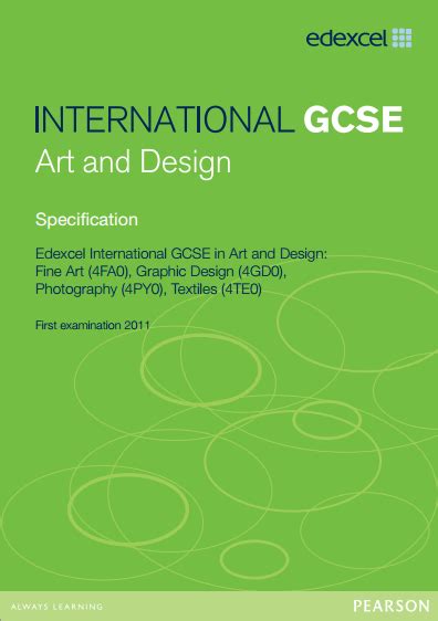 Edexcel Art And Design Igcse 4fa0 4gd0 4py0 4te0 Specification Exam