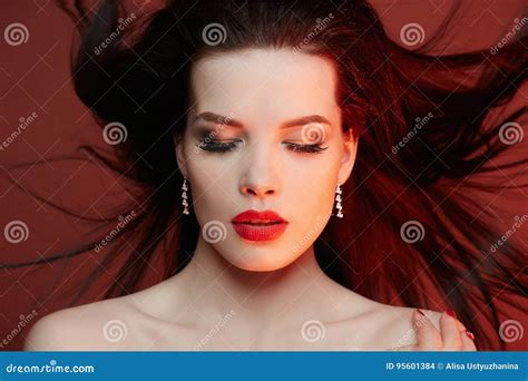 Beautiful Woman With Flying Hair Stock Photo Image Of Head Beauty