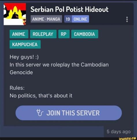 Serbian Pol Potist Hideout ANIME MANGA ANIME ROLEPLAY RP CAMBODIA KAMPUCHEA Hey Guys In This