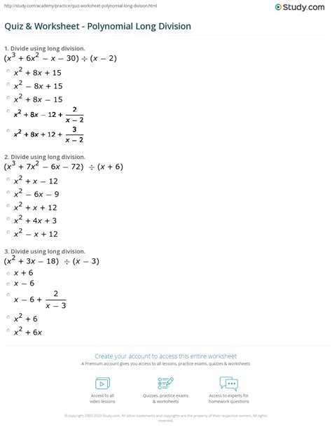 Algebra Polynomial Long Division Worksheet Divide Using Long Hot Sex Picture