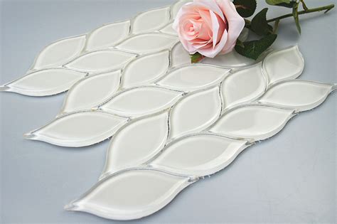 Featured Product Crystal Glass Leaf Shape Mosaic Tile For