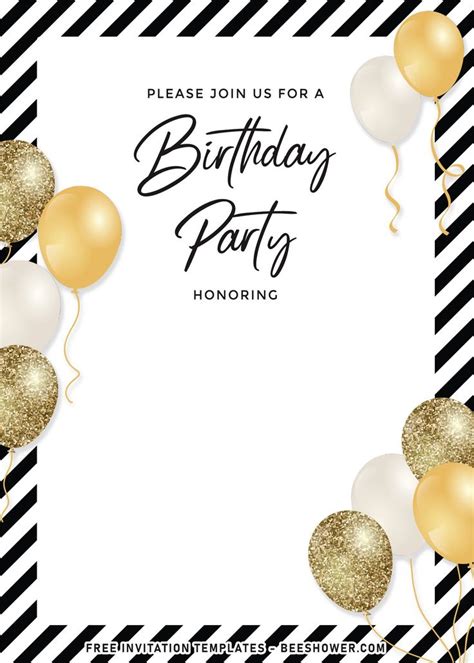 7 Stunning Gold Balloons Birthday Invitation Templates Birthday