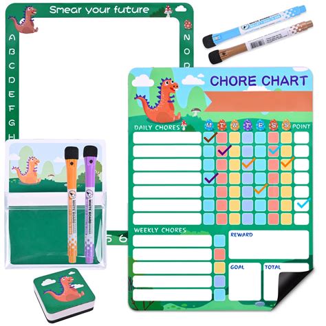 Buy Dinosaur Magnetic Chore Chart Of Kids With Kids Doodle Board