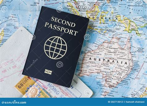 Us Passport With Map Realistic Passport Pages With Visa Stamps