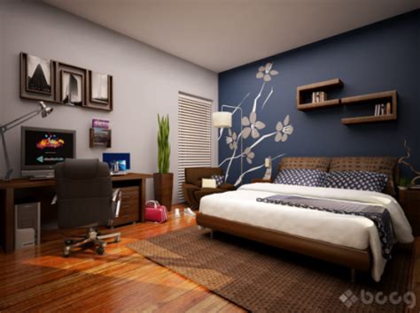 Dark Blue Accent Wall In Light Gray Room Home Diy Bedroom Wall