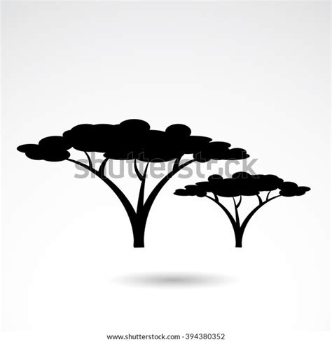 Silhouette African Exotic Savannah Tree On Stock Vector Royalty Free