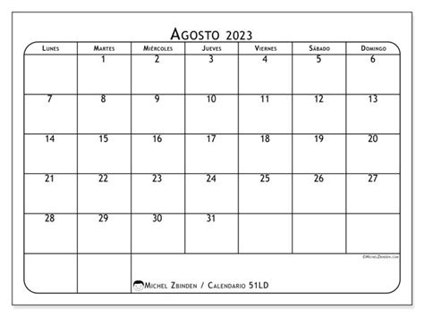 Calendario Agosto De 2023 Para Imprimir “47ld” Michel Zbinden Pr