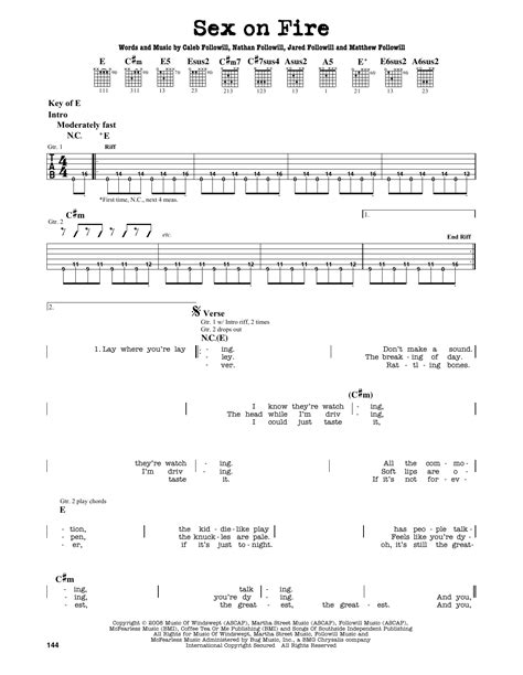 Sex On Fire By Kings Of Leon Guitar Lead Sheet Guitar Instructor