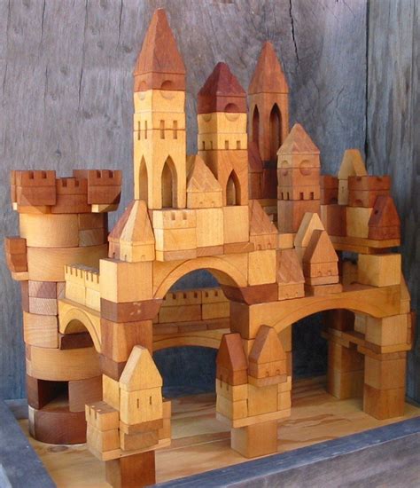 200 piece deluxe castle building block set the village blocksmith toy castle wooden castle