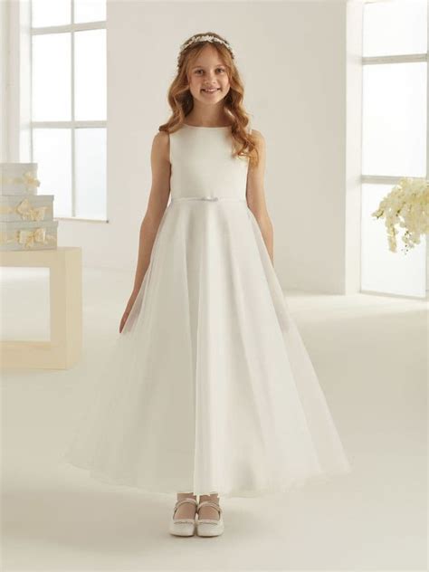 Satin Flower Girl Dress In Ivory Or White