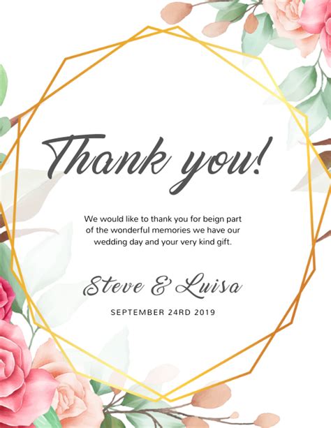 Wedding Thank You Card Template Postermywall