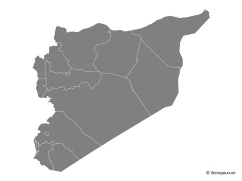 Grey Map of Syria with Governorates | Free Vector Maps ...