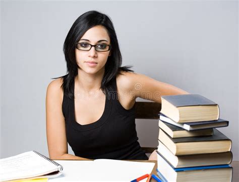 Beautiful Young Brunette Student Stock Image Image Of Happy Exam