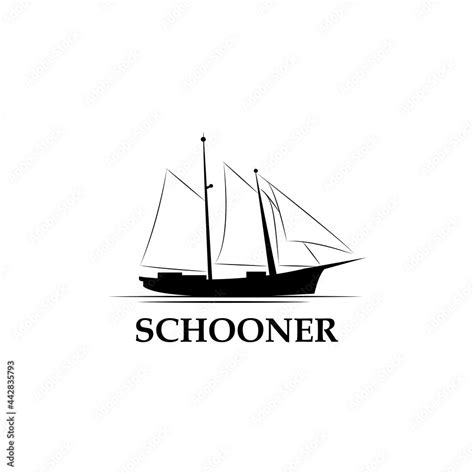 Schooner Ship Logo Vintage Ship Logo Silhouette Of Schooner Logo