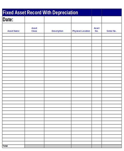 Fixed Asset Inventory Form