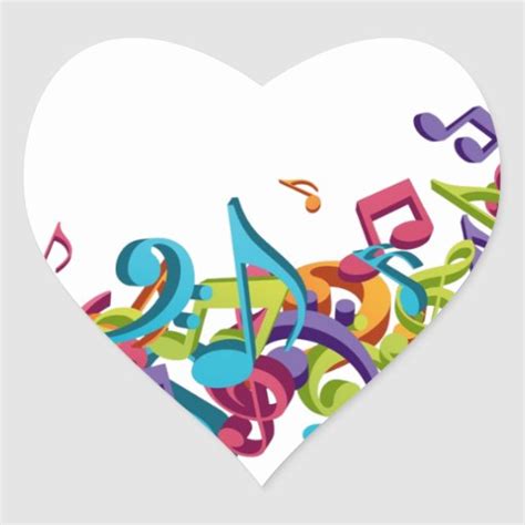 Cool Colourful Music Notes And Sounds Art Image Heart Sticker Zazzle