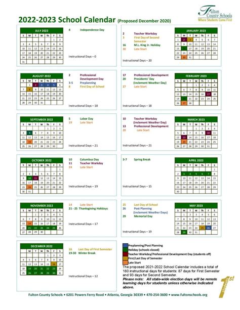 Fulton County School Calendar 2022 2023 In Pdf