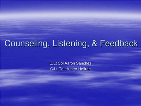 Ppt Counseling Listening And Feedback Powerpoint Presentation Id
