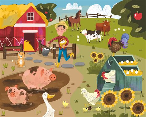 Farm Life On Behance Animal Illustration Kids Farm Cartoon Farm Kids
