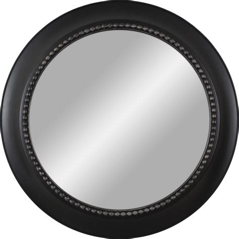 30 In L X 30 In W Black Polished Round Wall Mirror At