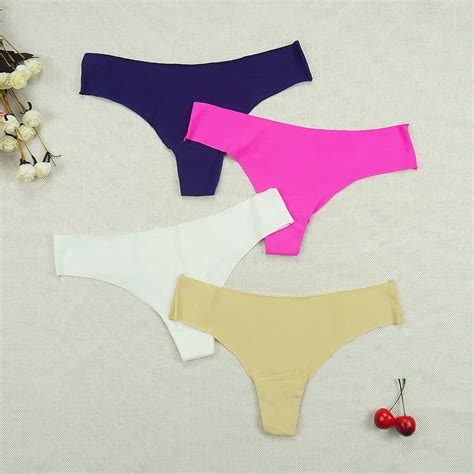 3pcslots Seamless Thongs Sexy Ice Silk Panties String Woman Underwear Sports Panty Intimate Low