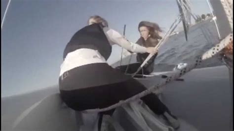 Girl Gets Knocked Out Of Sail Boat Youtube