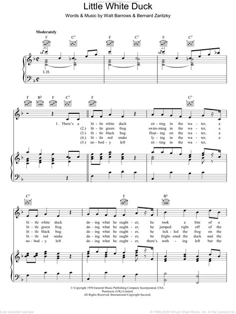 Barrows Little White Duck Sheet Music For Voice Piano Or Guitar