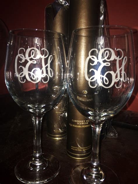Etched Monogram Wine Glasses Etsy