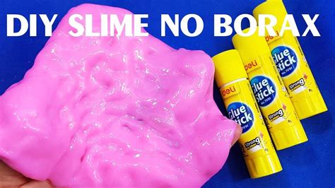 How To Make Sticky Slime Without Borax Or Glue Glue Stick Slime Diy