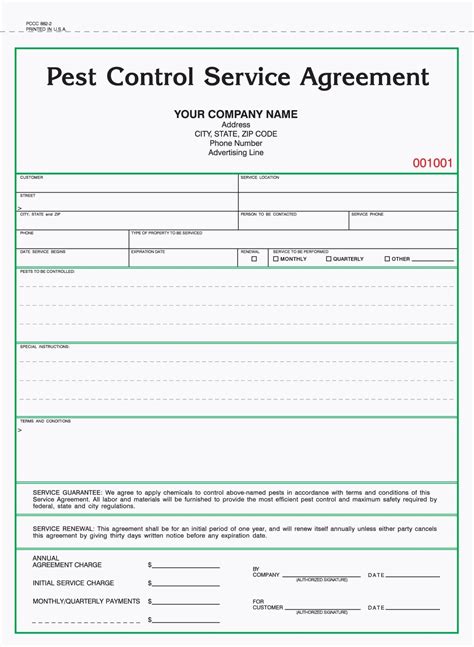 In this way, we keep our brand reputation intact and maintain your competitive advantage over other companies. 2 Part Pest Control Service Agreement