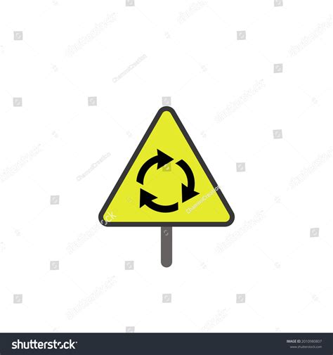 Circular Intersection Warning Isolated On White Stock Vector Royalty