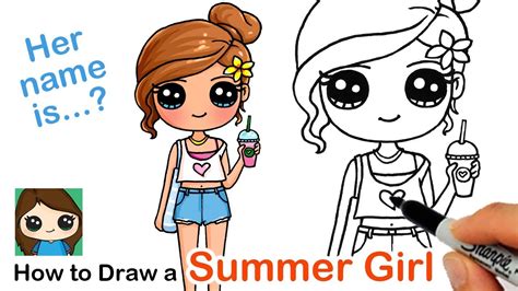 How To Draw A Cute Girl Summer Art Series 7 Youtube