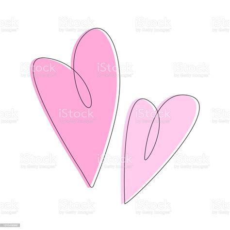 Two Pink Hearts Vector Flat Illustration Stock Illustration Download