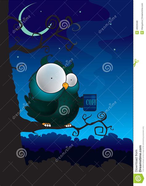 Coffee Breakfunny Looking Owl Holding Cup Of Coffee Stock Vector