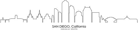 San Diego California Skyline City Outline Stock Vector Royalty Free