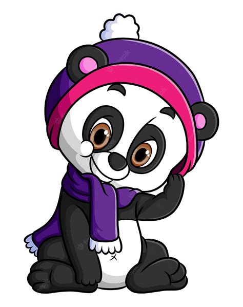 Premium Vector The Cute Panda Is Sitting And Wearing Santa Hat Of