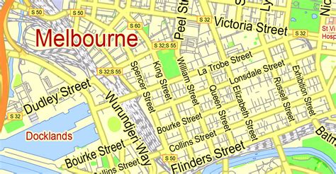 Melbourne Pdf Map Australia Exact Vector Street Map V2711 Fully