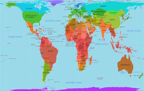 World Map Labeled Countries Map Vector