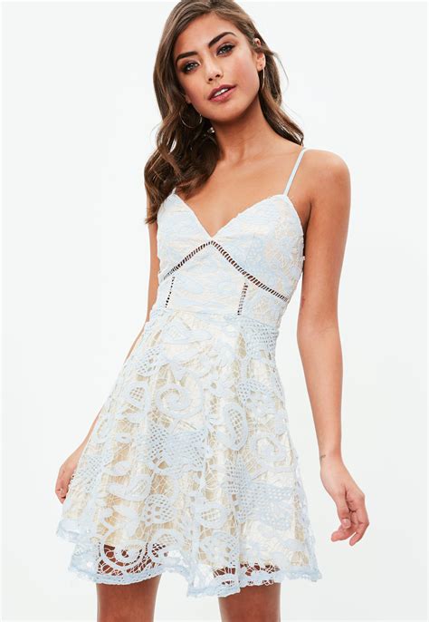 Lyst Missguided White Ladder Detail Lace Skater Dress In White