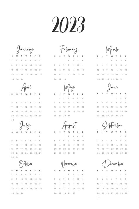 2023 Calendar Instant Download Digital Calendar Printable Download