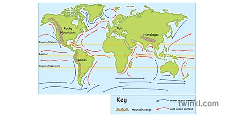 World Ocean Currents Map Diagram Geography Secondary Illustration Twinkl
