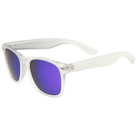 Matte Frosted Frame Reflective Colored Mirror Lens Horn Rimmed Sunglas