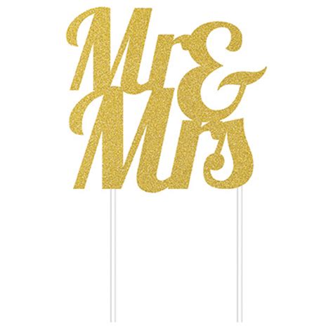 Cake Topper Mr Mrs Gold Glittered Amscan Asia Pacific
