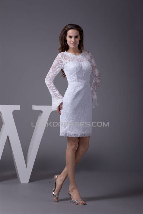 Whether you're considering wearing a. Satin Lace Short/Mini Scoop Sheath/Column Long Sleeve ...