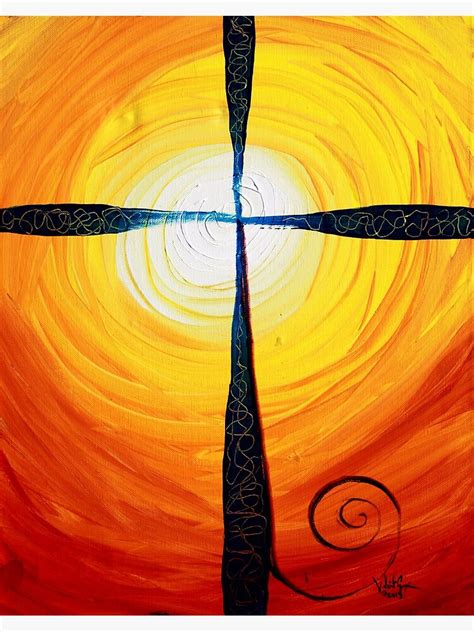 Christian Cross Art Abstract Warm Sunset Colorful Deep Original