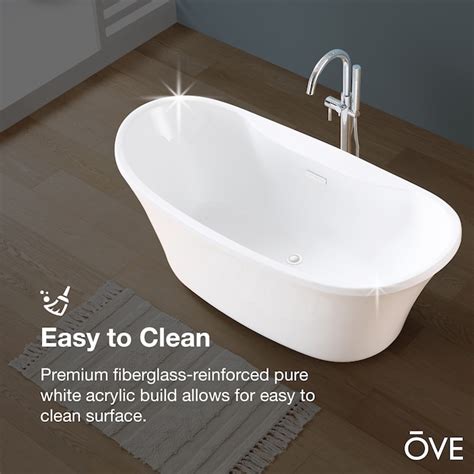 Ove Decors Riley 29 In W X 60 In L White Acrylic Oval Reversible Drain Freestanding Soaking