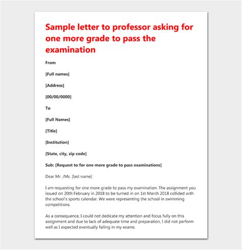 Letter To Professor Regarding Grades Sample Letters