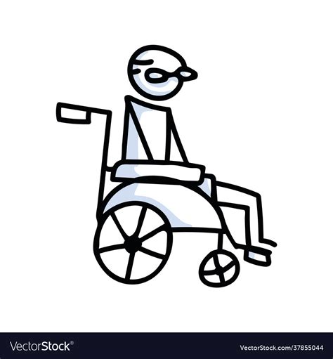 Drawn Stick Figure Senior Old Man In Wheelchair Vector Image